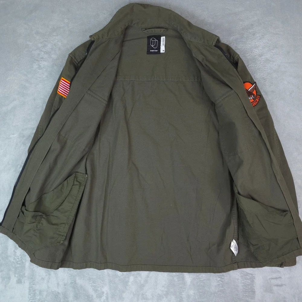 Original Use Military Field Jacket Mens S Army Green‎ Zip Utility Patched Shirt